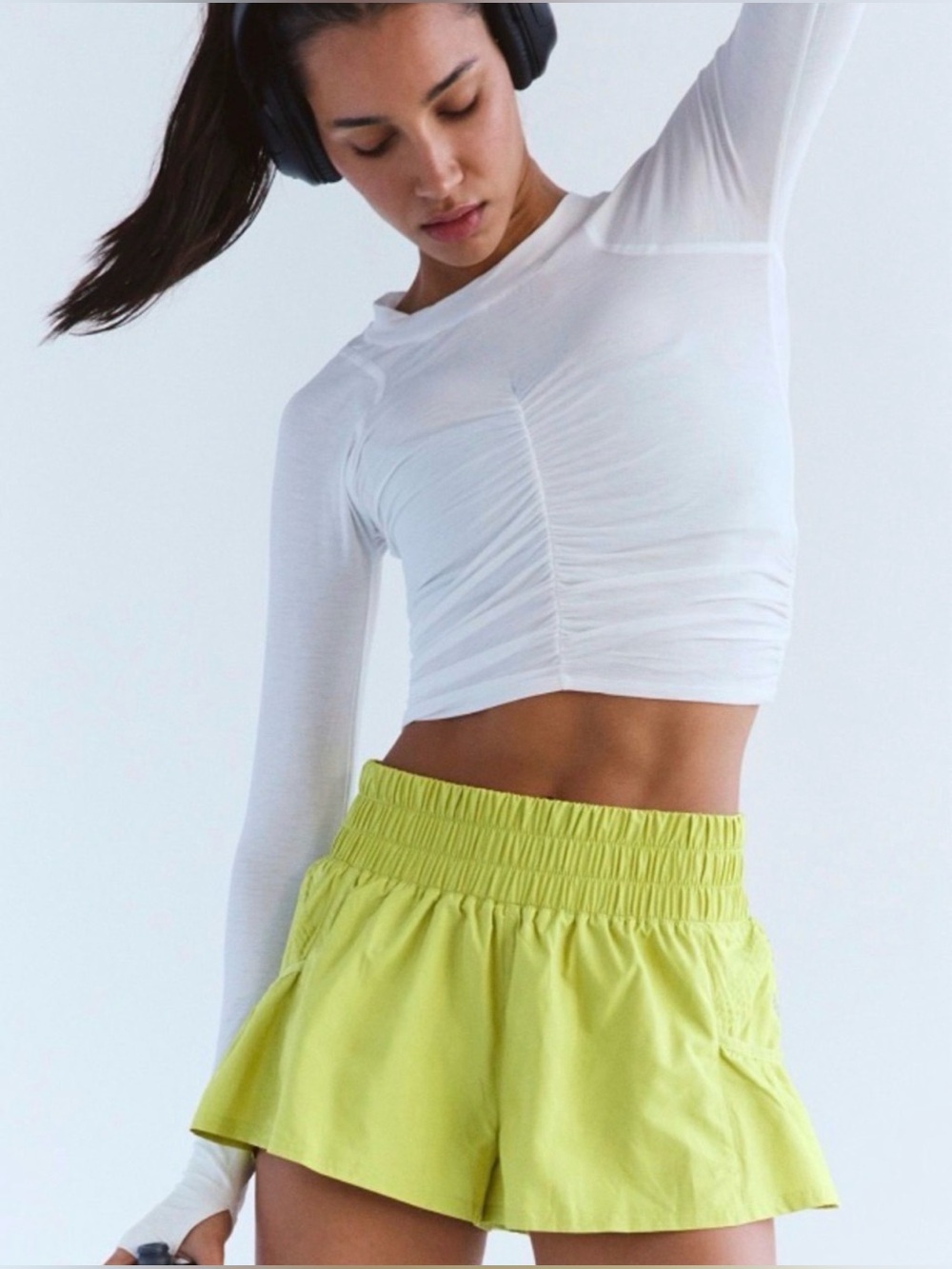 Free People Movement Get Your Flirt On Shorts Size XL Honeydew Green NWT